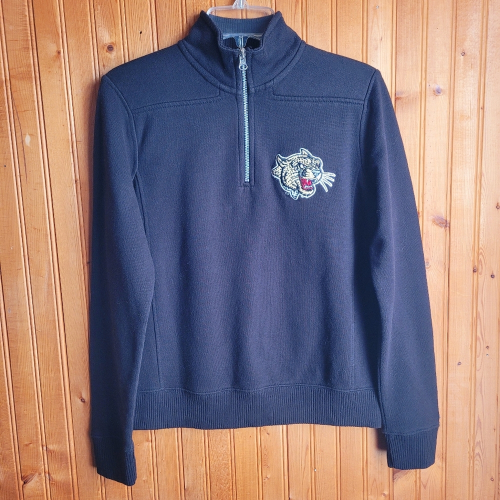 League Collegiate Outfitters Brown Quarter Zip Sweatshirt Jaguar Jacket Size Sm
